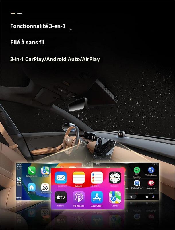 🚗📱【4 en 1】Adaptateur CarPlay Sans Fil 2027 – Convertisseur Filaire vers Sans Fil, Plug & Play, Compatible iPhone/Android & Voitures avec CarPlay d’Origine (Accessoires Auto)