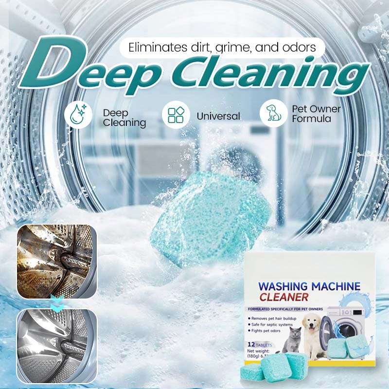 🏆 OFFRE SPÉCIALE DU DERNIER JOUR ! 🔥 OFFRE À DURÉE LIMITÉE : 2 ACHETÉS, 1 OFFERT 🎁 Nettoyant pour lave-linge – 12 pastilles, nettoie en profondeur la cuve et élimine les poils d'animaux, neutralise les odeurs 🧼