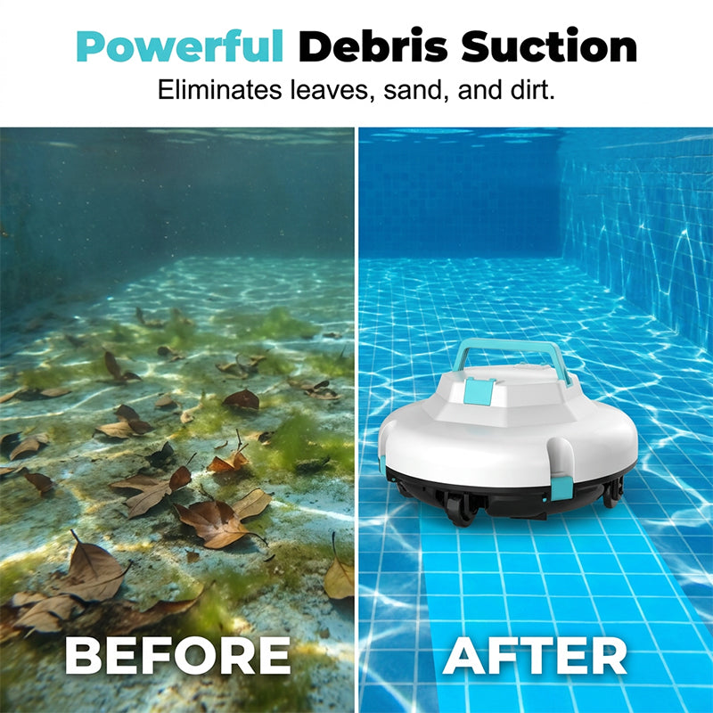 🤖50 % DE RÉDUCTION🌊 Robot nettoyeur de piscine | Sans fil · Puissance d'aspiration élevée · Navigation intelligente · Démarrage d'une simple pression · Panier filtrant facile à retirer