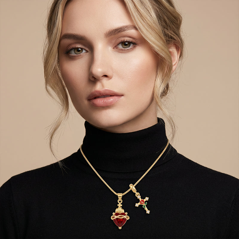 ✝️50 % DE RÉDUCTION✨ Pendentif double Gold Faith | Chaîne réglable · Savoir-faire exceptionnel · Élégance sacrée · Un cadeau plein de sens