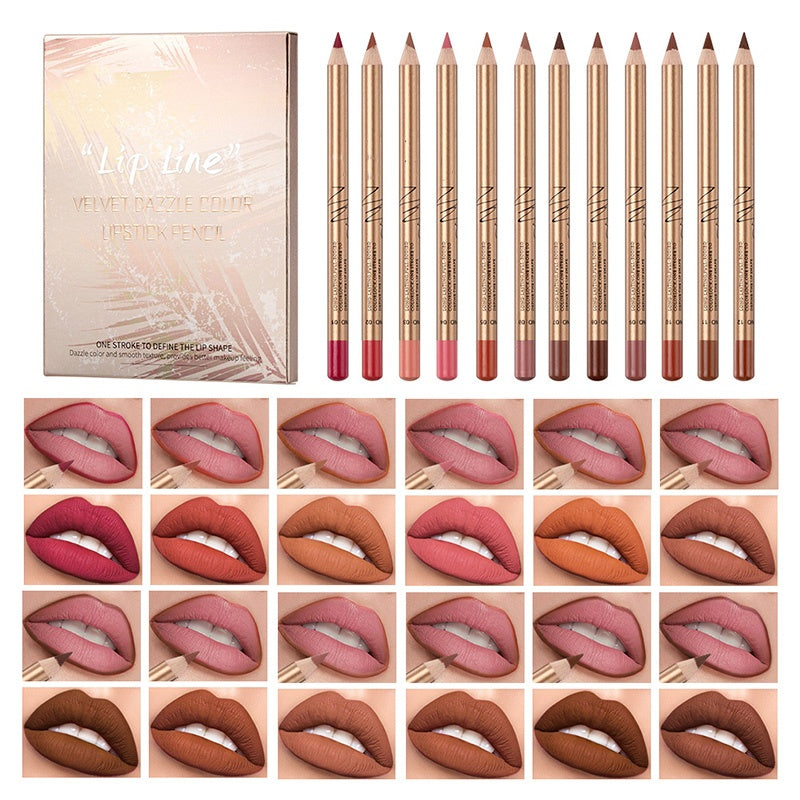 👄 50 % DE RÉDUCTION ! 💄 Coffret de 12 crayons à lèvres anti-bavures – Longue tenue, texture crémeuse et waterproof – Idéal pour un usage quotidien ou un maquillage professionnel 🎨