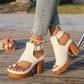 👡50 % DE RÉDUCTION✨ Sandales à bout ouvert et talon épais | Talon stable · Design ajouré respirant · Bracelets de cheville réglables · Semelle en caoutchouc antidérapante · Modèle estival polyvalent