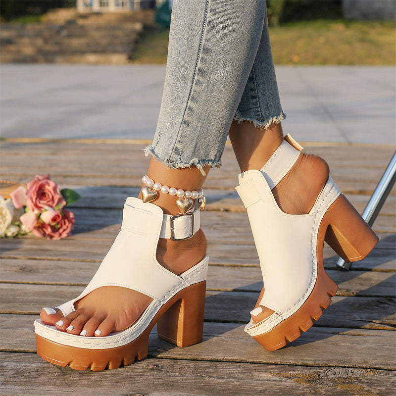 👡50 % DE RÉDUCTION✨ Sandales à bout ouvert et talon épais | Talon stable · Design ajouré respirant · Bracelets de cheville réglables · Semelle en caoutchouc antidérapante · Modèle estival polyvalent