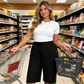 👖50 % DE RÉDUCTION ! 🌸Pantalon capri décontracté pour femme, confortable et à taille élastiquée