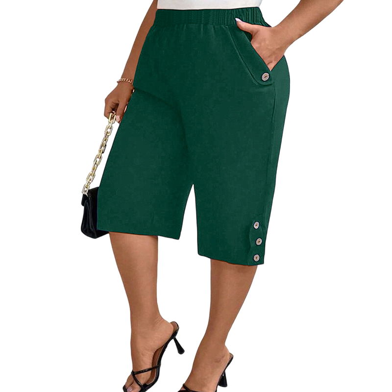 👖50 % DE RÉDUCTION ! 🌸Pantalon capri décontracté pour femme, confortable et à taille élastiquée
