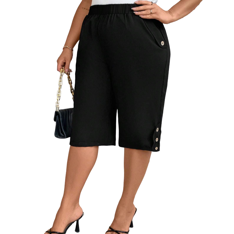 👖50 % DE RÉDUCTION ! 🌸Pantalon capri décontracté pour femme, confortable et à taille élastiquée