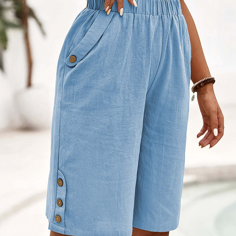 👖50 % DE RÉDUCTION ! 🌸Pantalon capri décontracté pour femme, confortable et à taille élastiquée