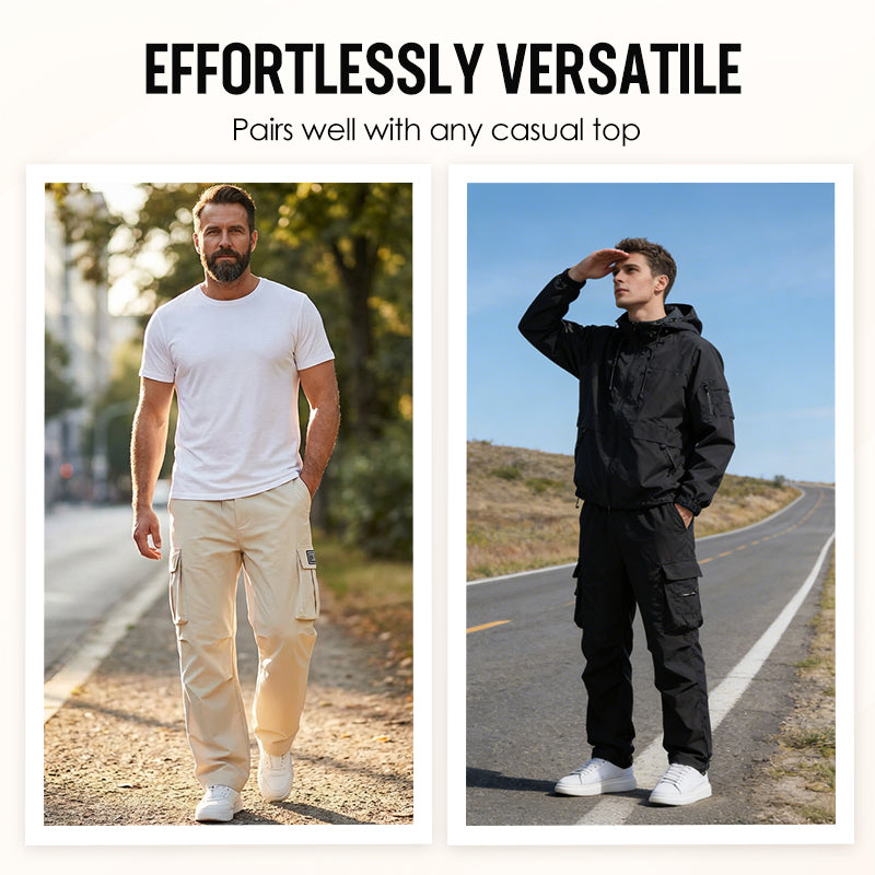 👖 50 % DE RÉDUCTION EN CE MOMENT ! 🛠️ Pantalon stretch pour homme avec poches – Poches multiples et taille à cordon – Pantalon droit décontracté – Idéal pour le travail, les voyages ou les journées actives 🏃‍♂️