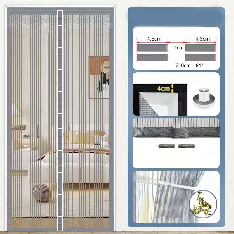 🦟 50% DE RÉDUCTION 🧲 Porte moustiquaire magnétique renforcée – Installation facile sans perçage – Anti-insectes, passage mains libres & compatible avec portes jusqu’à 210 cm 🚪