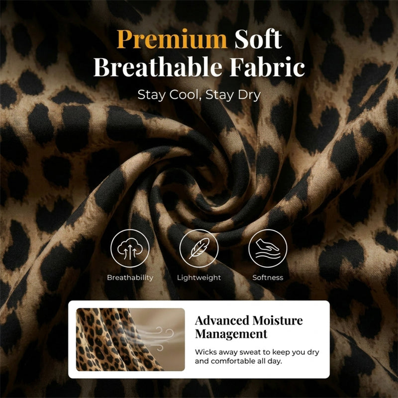 🐆 50 % DE RÉDUCTION POUR UNE DURÉE LIMITÉE ! ✨ Mini-robe à imprimé léopard avec bretelles spaghetti – Dos nu, extensible, coupe moulante 🌙