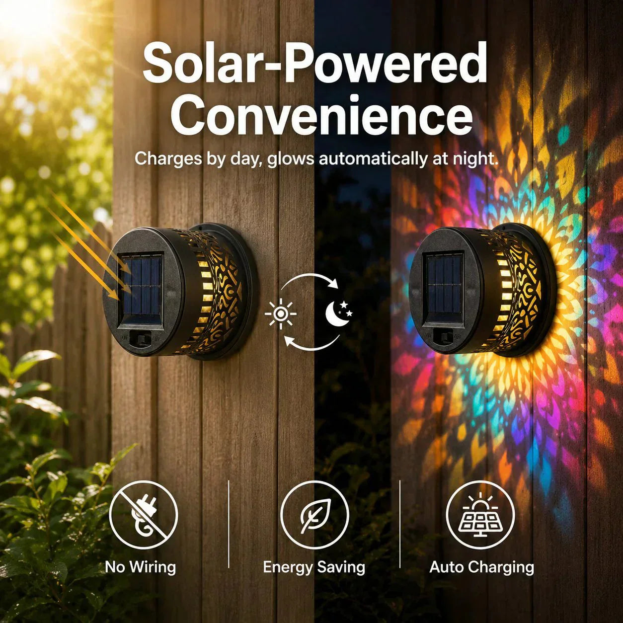 🌞 50 % DE RÉDUCTION ! 🌀 Lampe mandala solaire – Superbes motifs projetés, modèle 2-en-1 pour le sol et les murs, étanche IP65, allumage et extinction automatiques 🌿