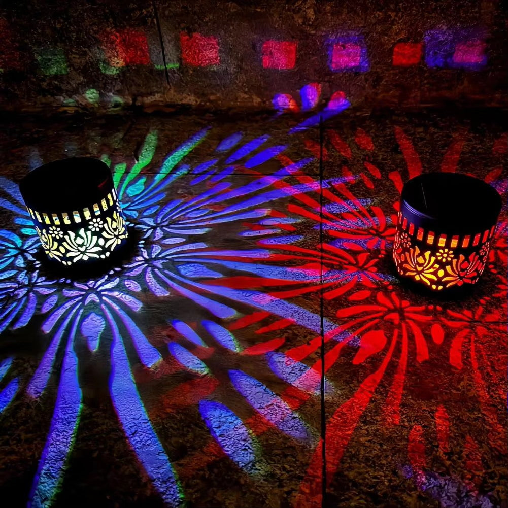🌞 50 % DE RÉDUCTION ! 🌀 Lampe mandala solaire – Superbes motifs projetés, modèle 2-en-1 pour le sol et les murs, étanche IP65, allumage et extinction automatiques 🌿