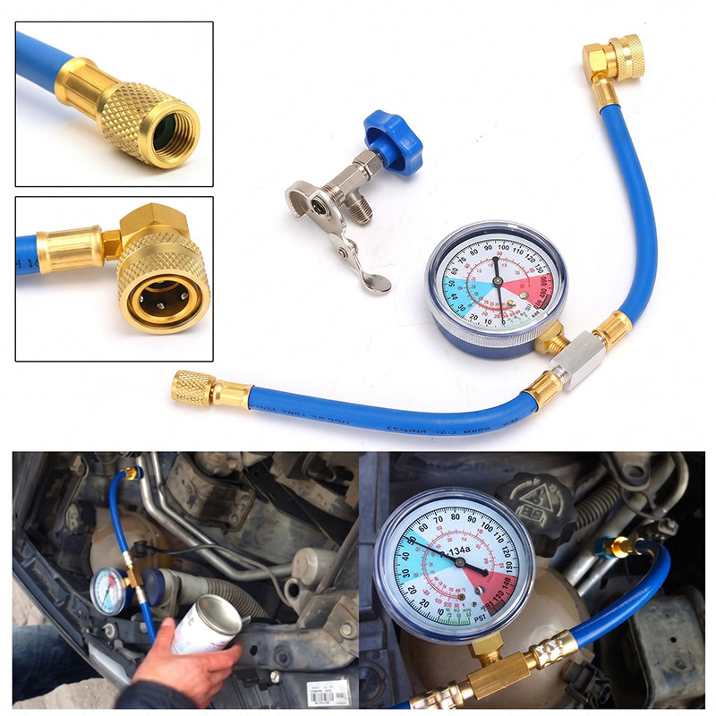 🔧 50 % DE RÉDUCTION ! ❄️ Tuyau de recharge pour fluide frigorigène R134a avec manomètre – Étanche, facile à lire et compatible avec les voitures, les camions ou les climatiseurs domestiques – recharge en toute sécurité à faire soi-même 🚗