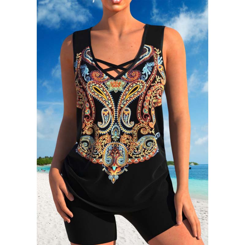🏖️ 50 % DE RÉDUCTION ! ✨ Maillot de bain deux pièces au style sportif – Encolure croisée, shorty, séchage rapide 🏄‍♀️
