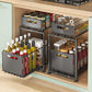 💪🥫 PROMO FLASH 50% ! Étagère Double Coulissante Organisateur de Placard – 5 Hauteurs Réglables, 2 Plateaux, Acier Carbone, Grande Capacité, Sans Installation ✨