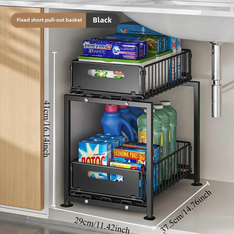 💪🥫 PROMO FLASH 50% ! Étagère Double Coulissante Organisateur de Placard – 5 Hauteurs Réglables, 2 Plateaux, Acier Carbone, Grande Capacité, Sans Installation ✨