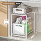 💪🥫 PROMO FLASH 50% ! Étagère Double Coulissante Organisateur de Placard – 5 Hauteurs Réglables, 2 Plateaux, Acier Carbone, Grande Capacité, Sans Installation ✨
