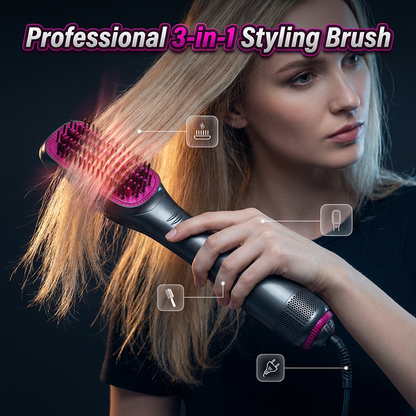 🛡️💇‍♀️ Brosse coiffante sans chaleur excessive – Panneaux flottants anti-brûlure, ions négatifs, domptez les frisottis et apportez une brillance satinée à vos pointes sans risque de fourches 🔥🚫