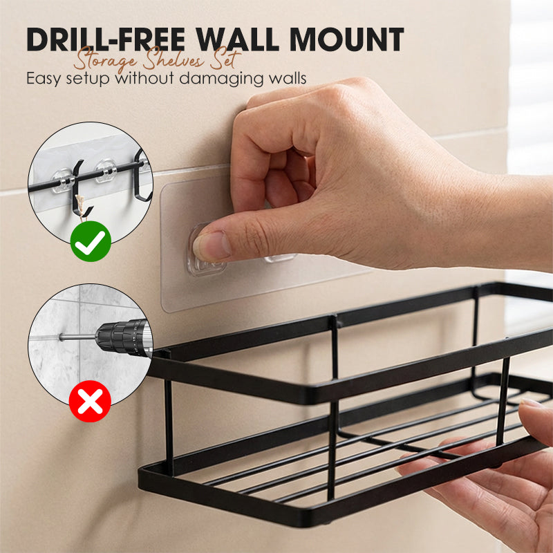 🧴 50% DE RÉDUCTION 💥 Ensemble d’étagères de salle de bain sans perçage – Acier anti-rouille & drainage rapide – Rangement modulaire, idéal pour shampoings, gels douche ou accessoires 🛁
