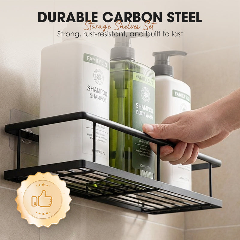 🧴 50% DE RÉDUCTION 💥 Ensemble d’étagères de salle de bain sans perçage – Acier anti-rouille & drainage rapide – Rangement modulaire, idéal pour shampoings, gels douche ou accessoires 🛁