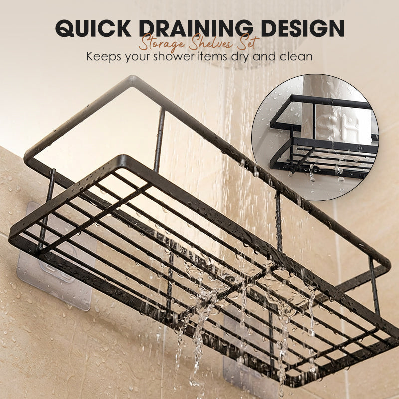 🧴 50% DE RÉDUCTION 💥 Ensemble d’étagères de salle de bain sans perçage – Acier anti-rouille & drainage rapide – Rangement modulaire, idéal pour shampoings, gels douche ou accessoires 🛁