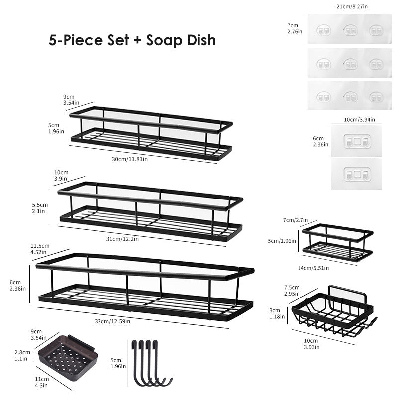 🧴 50% DE RÉDUCTION 💥 Ensemble d’étagères de salle de bain sans perçage – Acier anti-rouille & drainage rapide – Rangement modulaire, idéal pour shampoings, gels douche ou accessoires 🛁