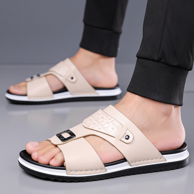 👞🏖️ PROMO FLASH 50% ! Sandales Slip-On Homme Simili Cuir – 2 Textures, Semelle Anti-Dérapante, 3 Couleurs, Pointures 39-48, Respirantes, Rembourrées ✨