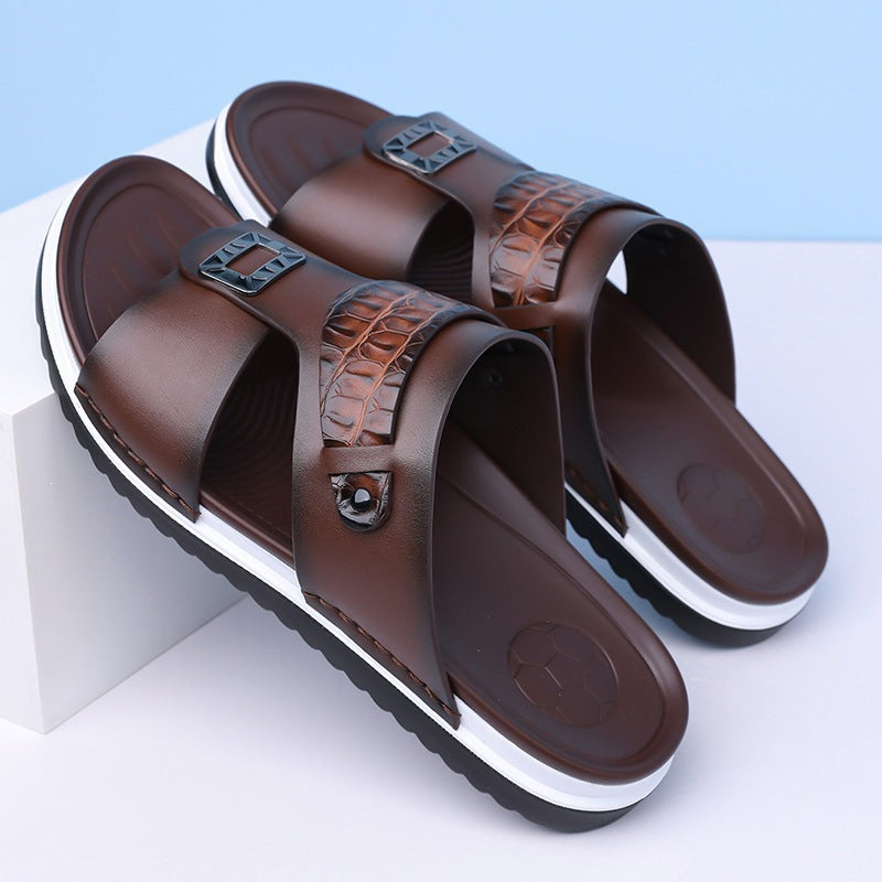 👞🏖️ PROMO FLASH 50% ! Sandales Slip-On Homme Simili Cuir – 2 Textures, Semelle Anti-Dérapante, 3 Couleurs, Pointures 39-48, Respirantes, Rembourrées ✨