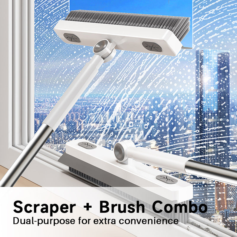 🧹 Brosse de sol 3-en-1 pivotante à 360° |  Dépoussière et racle en un seul geste 🔄 Nettoyage à poils durs · Élimine efficacement les salissures sans abîmer le sol 📏