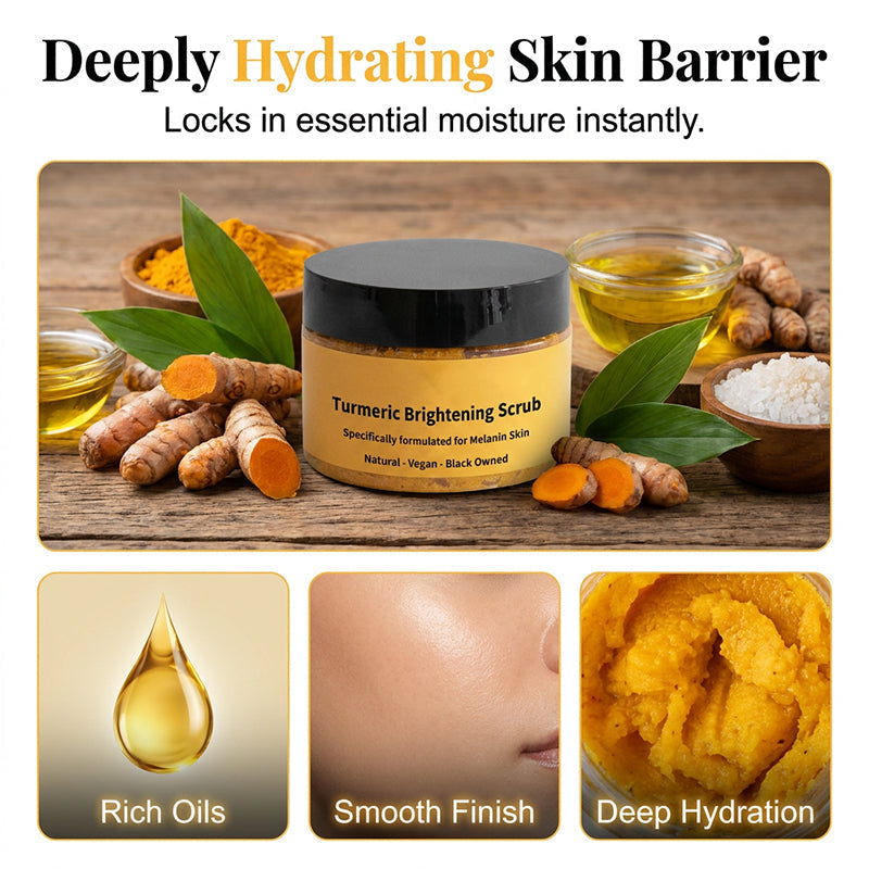 🛁 50 % DE RÉDUCTION 🧴 Gommage corporel éclaircissant au curcuma | Exfoliation au sel marin naturel · Nourrissant à l'huile de jojoba · Atténue le teint terne · Utilisable sur le visage et le corps