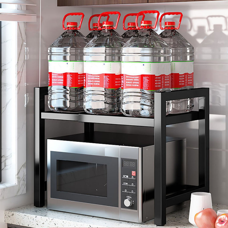 🧰 50 % DE RÉDUCTION ! 🍳 Étagère extensible pour micro-ondes – Réglable, capacité de charge de 75 kg et équipée de crochets – Idéale pour la cuisine, le garde-manger et l'atelier 🏠