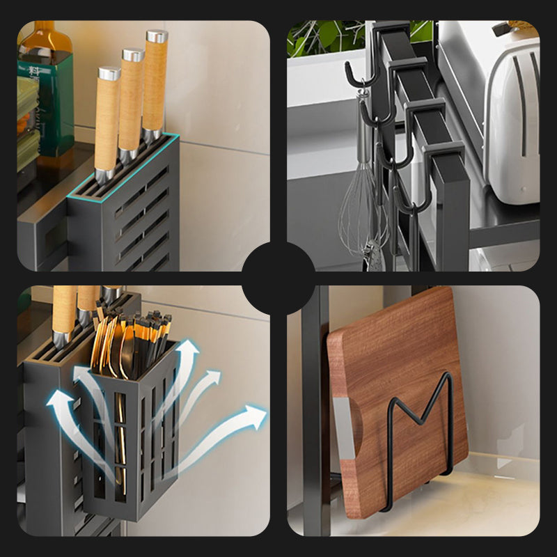 🧰 50 % DE RÉDUCTION ! 🍳 Étagère extensible pour micro-ondes – Réglable, capacité de charge de 75 kg et équipée de crochets – Idéale pour la cuisine, le garde-manger et l'atelier 🏠