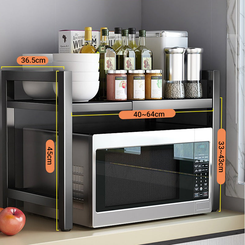 🧰 50 % DE RÉDUCTION ! 🍳 Étagère extensible pour micro-ondes – Réglable, capacité de charge de 75 kg et équipée de crochets – Idéale pour la cuisine, le garde-manger et l'atelier 🏠