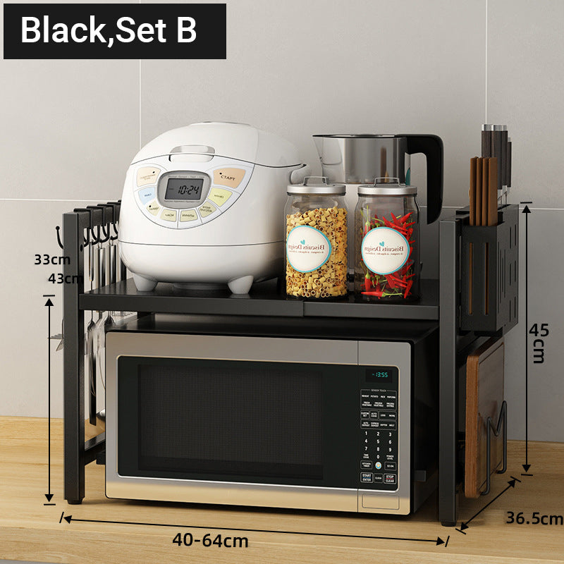 🧰 50 % DE RÉDUCTION ! 🍳 Étagère extensible pour micro-ondes – Réglable, capacité de charge de 75 kg et équipée de crochets – Idéale pour la cuisine, le garde-manger et l'atelier 🏠