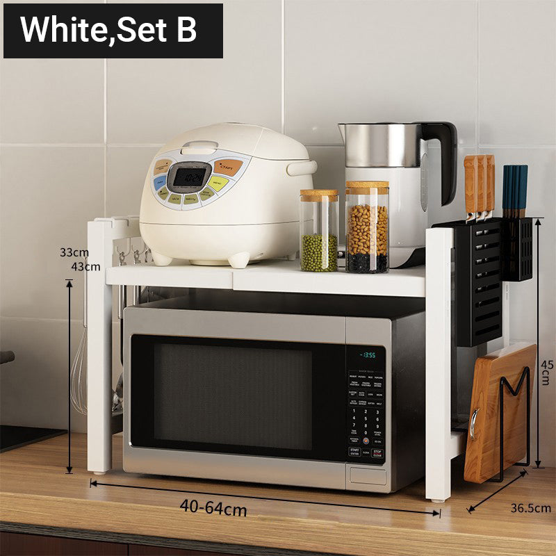 🧰 50 % DE RÉDUCTION ! 🍳 Étagère extensible pour micro-ondes – Réglable, capacité de charge de 75 kg et équipée de crochets – Idéale pour la cuisine, le garde-manger et l'atelier 🏠