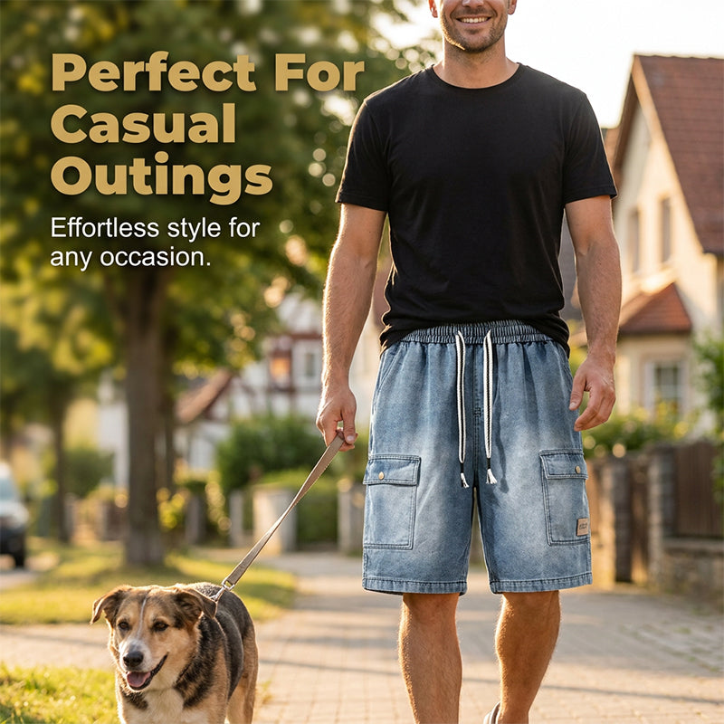 👖 50 % DE RÉDUCTION ! 🏙️ Short cargo en jean ample pour homme – Style « high street » et coupe ajustable 🛹