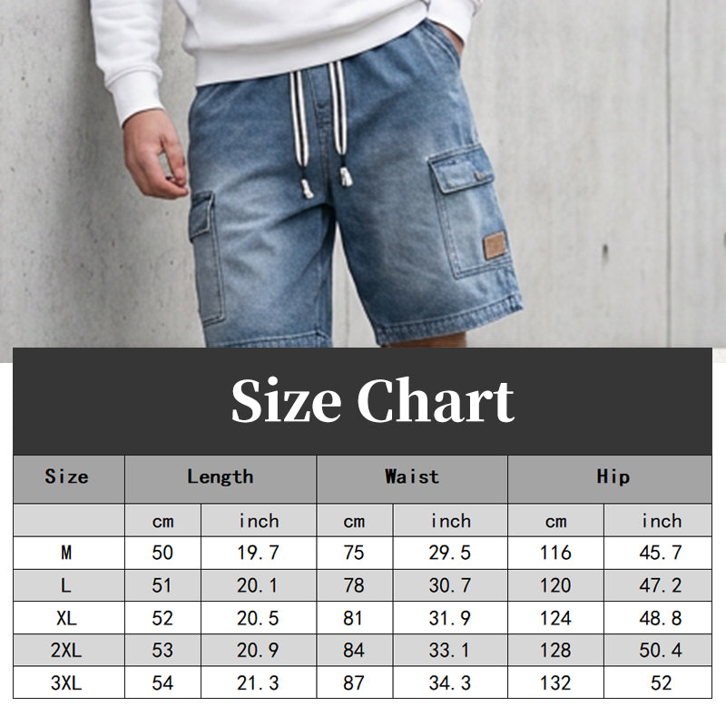 👖 50 % DE RÉDUCTION ! 🏙️ Short cargo en jean ample pour homme – Style « high street » et coupe ajustable 🛹