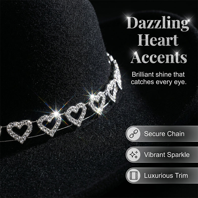 🤠 PROMO LIMITÉE 50% DE RÉDUCTION ! 💥 Chapeau Cowboy Strass Cœur Femme – Scintillant, Accents Cœur, Festival Prêt ✨