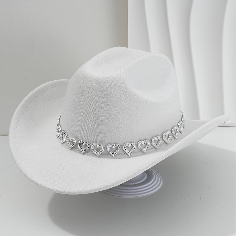 🤠 PROMO LIMITÉE 50% DE RÉDUCTION ! 💥 Chapeau Cowboy Strass Cœur Femme – Scintillant, Accents Cœur, Festival Prêt ✨