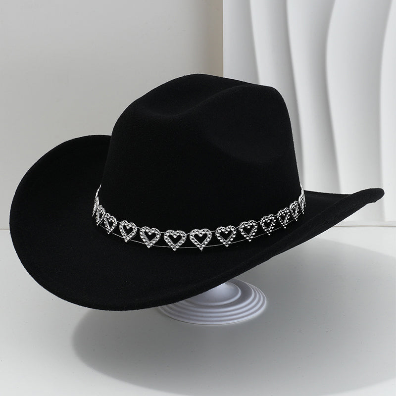 🤠 PROMO LIMITÉE 50% DE RÉDUCTION ! 💥 Chapeau Cowboy Strass Cœur Femme – Scintillant, Accents Cœur, Festival Prêt ✨