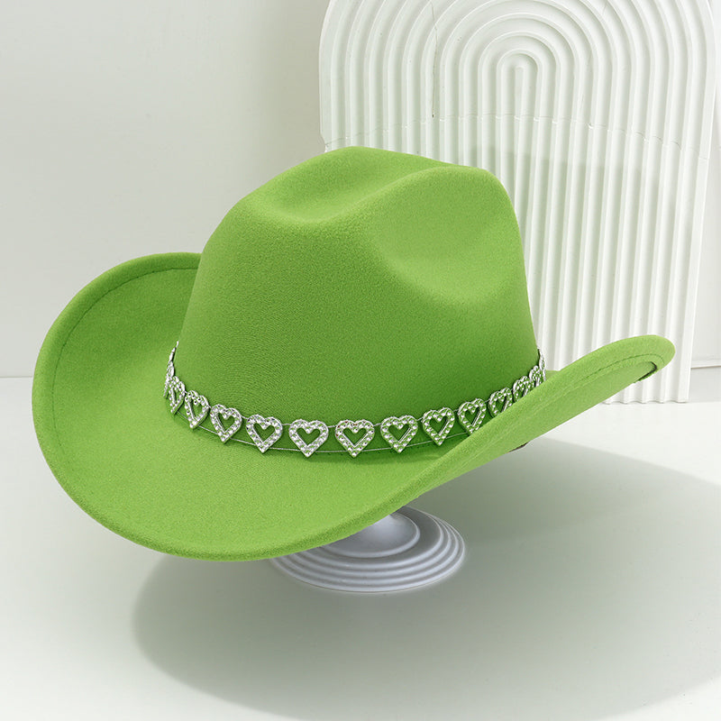 🤠 PROMO LIMITÉE 50% DE RÉDUCTION ! 💥 Chapeau Cowboy Strass Cœur Femme – Scintillant, Accents Cœur, Festival Prêt ✨