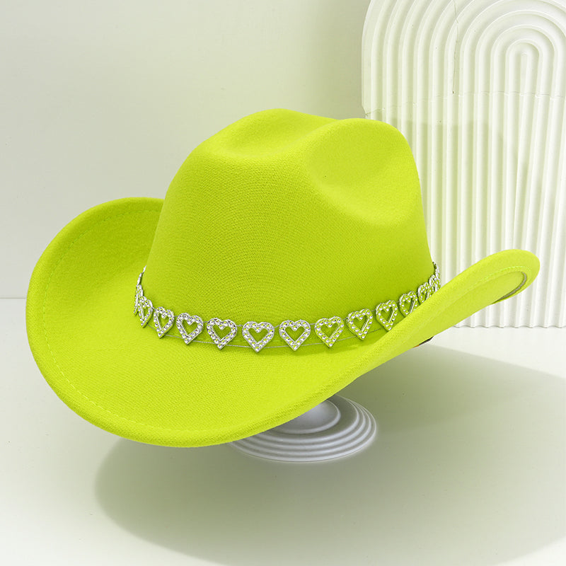 🤠 PROMO LIMITÉE 50% DE RÉDUCTION ! 💥 Chapeau Cowboy Strass Cœur Femme – Scintillant, Accents Cœur, Festival Prêt ✨