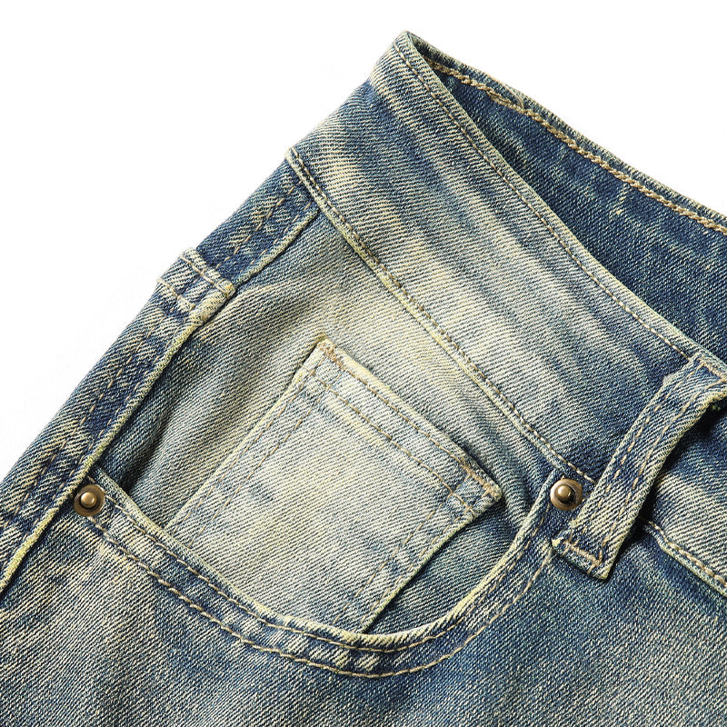 👖 50 % DE RÉDUCTION ! ✨ Jean classique stretch à jambes évasées pour homme – Délavage vintage et détails patchwork – Denim de haute qualité, idéal pour un style chic et décontracté – Confortable et élégant 🔥