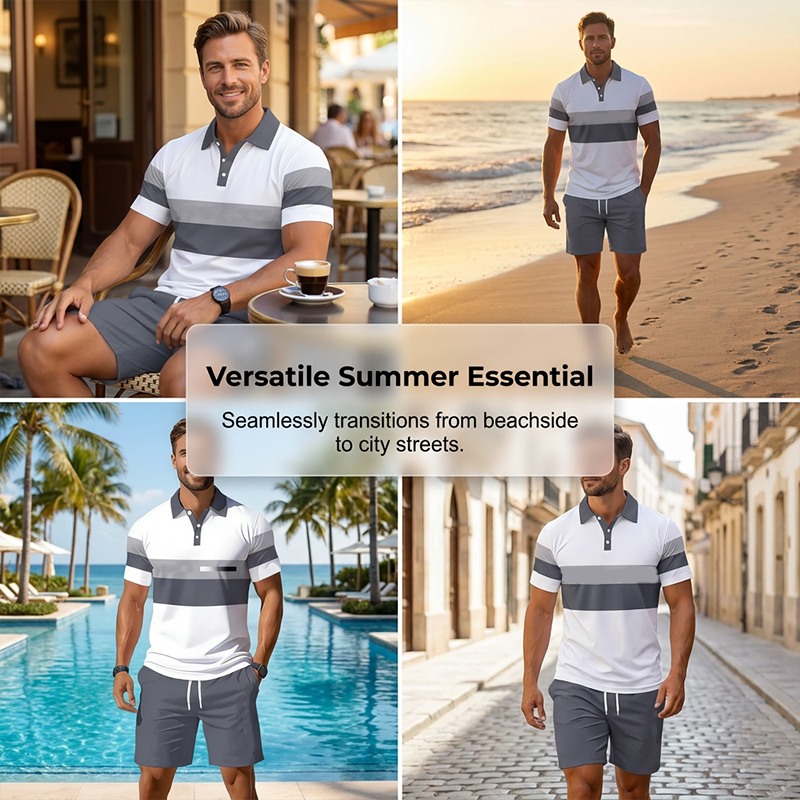 👕 50 % DE RÉDUCTION ! ☀️ Ensemble 2 pièces pour homme (chemise et short) – Confortable, respirant et polyvalent – Idéal pour l'été, les loisirs ou les voyages – Style décontracté et frais 🩳✨
