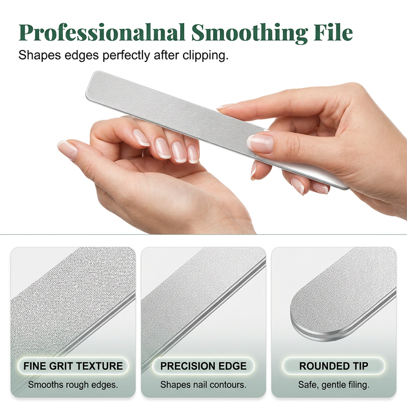 ✂️ Kit de manucure de précision 3 pièces | Lame incurvée anti-fissures - Lime double face pour lisser les bavures | 🏃‍ Soins à domicile - À emporter en voyage