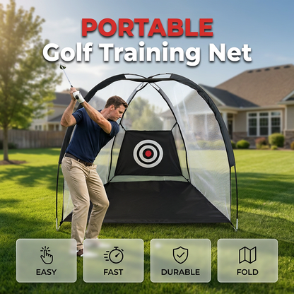🏌️ Filet d'entraînement de golf portable | Tissu résistant aux chocs et haute résistance · Retour précis sur la cible lors de la frappe · Pliable et facile à ranger | Cour, jardin ou allée · Entraînement au swing en intérieur et en extérieur