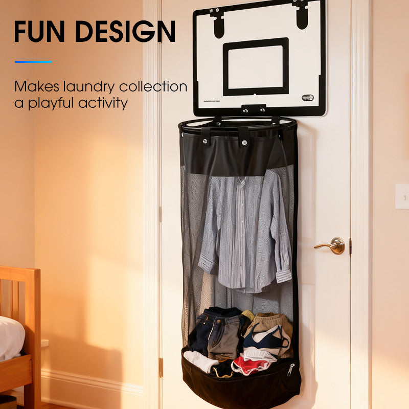🎉Panier à linge de basket à accrocher à la porte | Jeu de score créatif, grand filet noir, panneau en acrylique et bois, installation sans perçage 🚪🏀