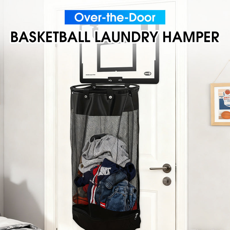 🎉Panier à linge de basket à accrocher à la porte | Jeu de score créatif, grand filet noir, panneau en acrylique et bois, installation sans perçage 🚪🏀