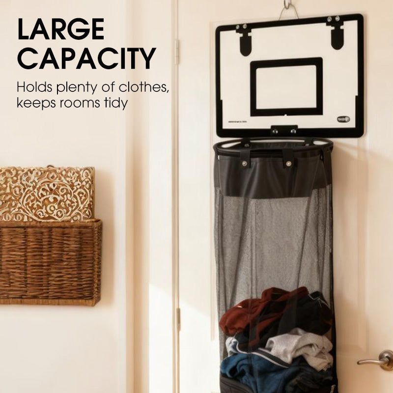 🎉Panier à linge de basket à accrocher à la porte | Jeu de score créatif, grand filet noir, panneau en acrylique et bois, installation sans perçage 🚪🏀
