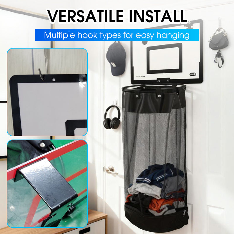 🎉Panier à linge de basket à accrocher à la porte | Jeu de score créatif, grand filet noir, panneau en acrylique et bois, installation sans perçage 🚪🏀